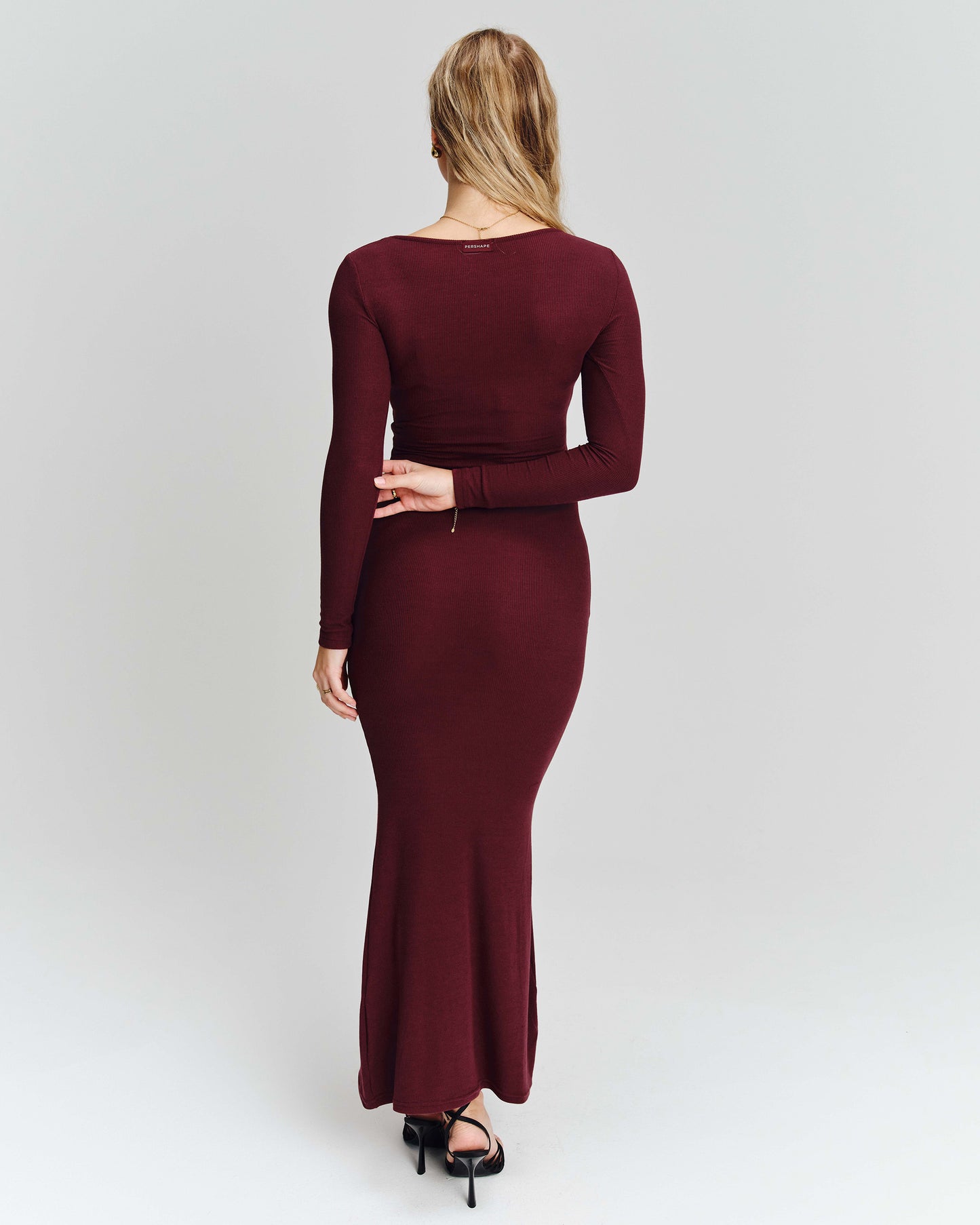 Bodycon Long Sleeve Dress - Bordeaux