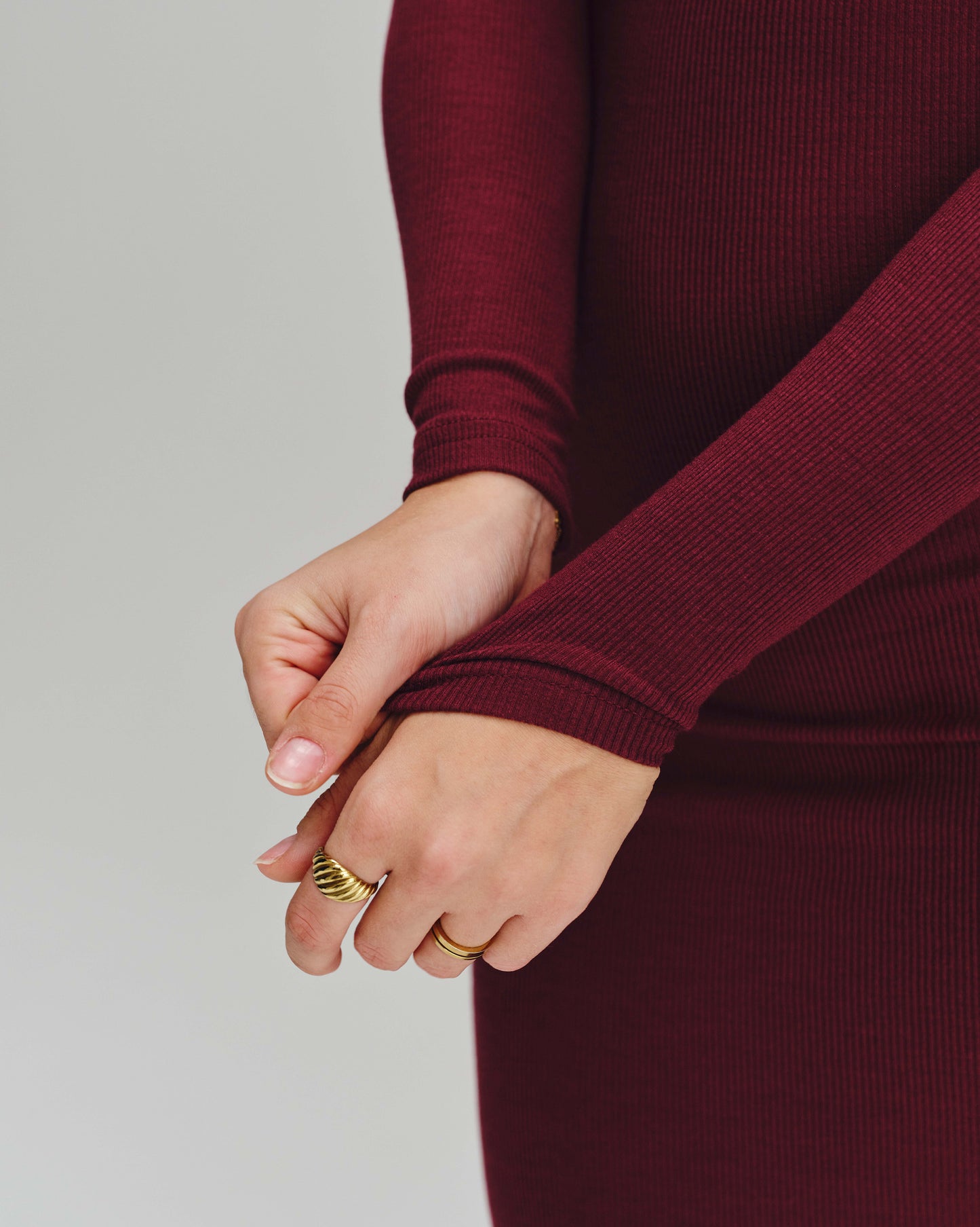 Bodycon Long Sleeve Dress - Bordeaux