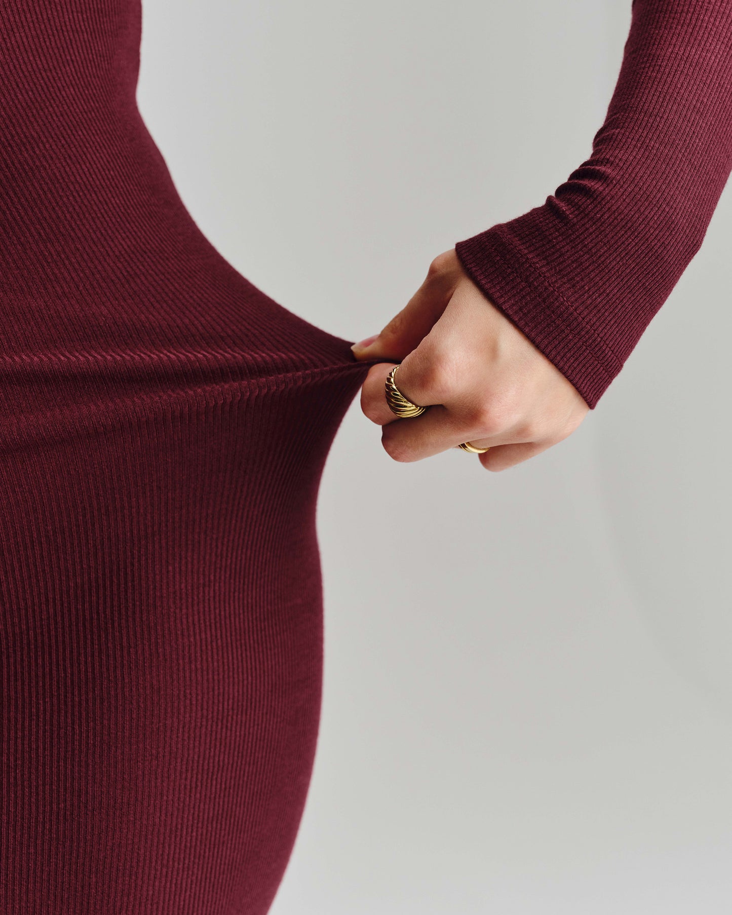 Bodycon Long Sleeve Dress - Bordeaux