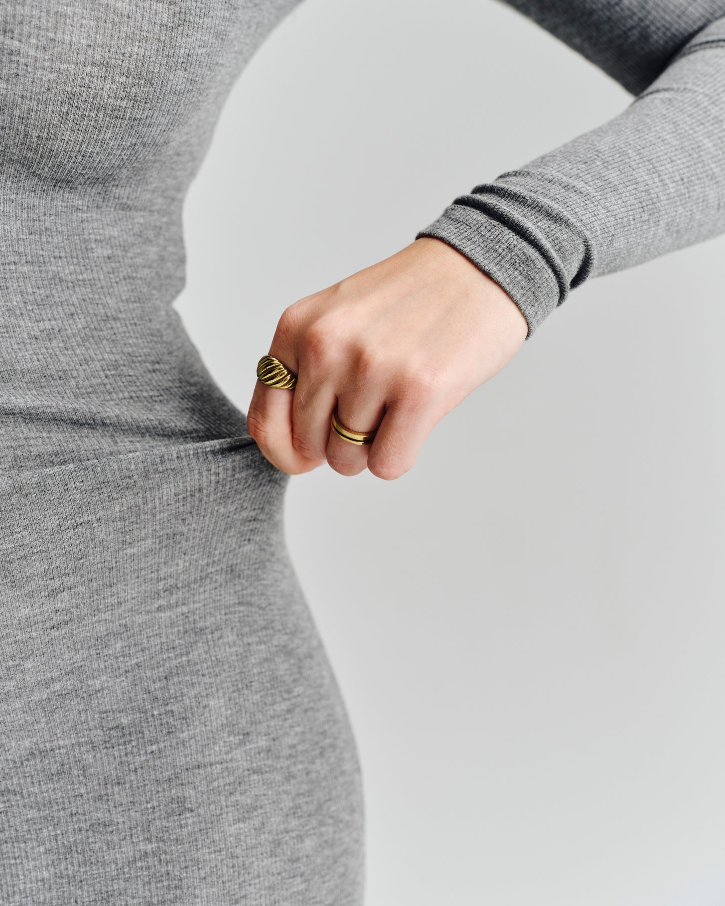 Bodycon Long Sleeve Dress - Stone Grey