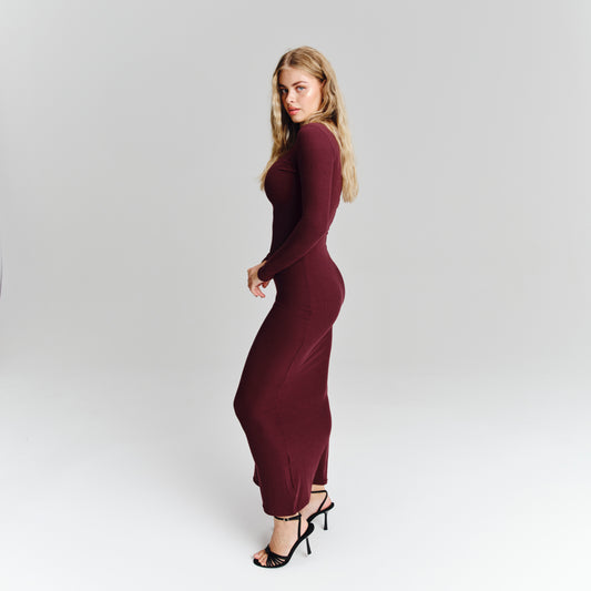 Bodycon Longsleeve Dress - Bordeaux