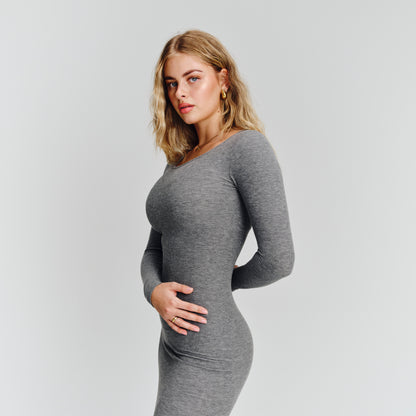 Bodycon Longsleeve Dress - Stone Grey