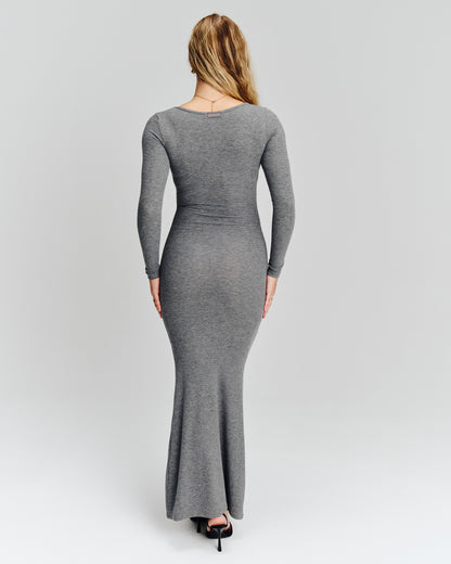 Bodycon Long Sleeve Dress - Stone Grey
